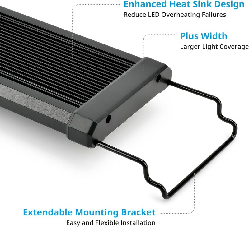 NICREW ضوء حوض السمك LED ClassicLED Plus مع مؤقت، ضوء حوض السمك المزروع 18 واط لطول 24-30 بوصة، دورة ضوء النهار وضوء القمر - Image 5