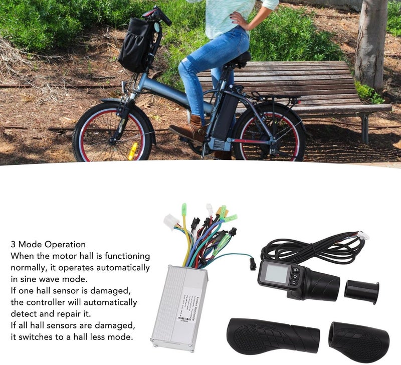 klarako Motor Brushless Controller, 36V 48V 500W Waterproof Brushless Motor Speed Controller with 128DX Half Twist Throttle Grip & LCD Display Panel for Electric Bicycle, Scooter, Ebike - Image 3