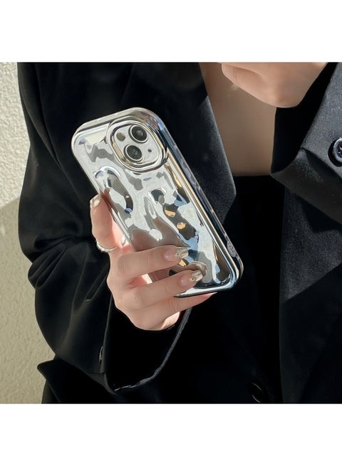 Solid Color Creative Meteorite Pattern For IPhone15pro Max Mobile Phone Case Apple 16 13/14 Women-Color:Xym Meteorite Pattern Imd Silver-Applicable Model:16promax (without Packaging)