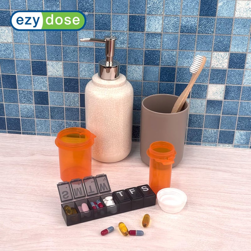 EZY DOSE Weekly (7-Day) Daily Pill Organizer, Vitamin Planner, Medicine Container, Case for Supplements and Fish Oils, Convenient and Easy to Use, Medium Compartments, Travel Friendly, Black, BPA Free - Image 5