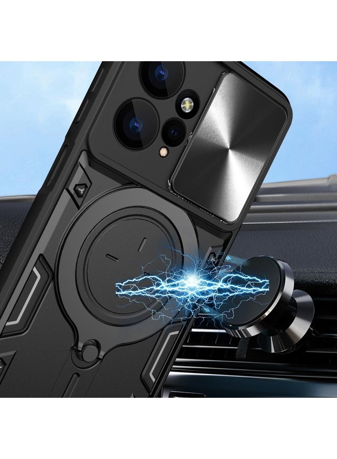 HuHa Case Cover For Xiaomi Redmi Note 12 4G CD Texture Sliding Camshield Magnetic Holder Phone Case(Silver) - Image 4