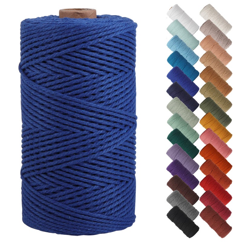 NOANTA Royal Blue Macrame Cord 2mm x 220yards Colored Macrame Rope Cotton Rope Macrame Yarn Colorful Cotton Craft Cord for Wall Hanging Plant Hangers Crafts Knitting