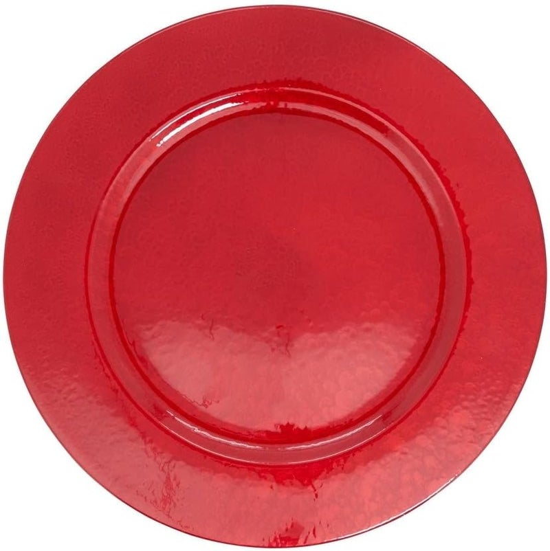Fennco Styles Faux Mother of Pearl Charger Plates 13 Round Set of 4  Red Table Chargers for Weddings Family Dinners Special Events Everyday Use and Home Dcor - Image 3