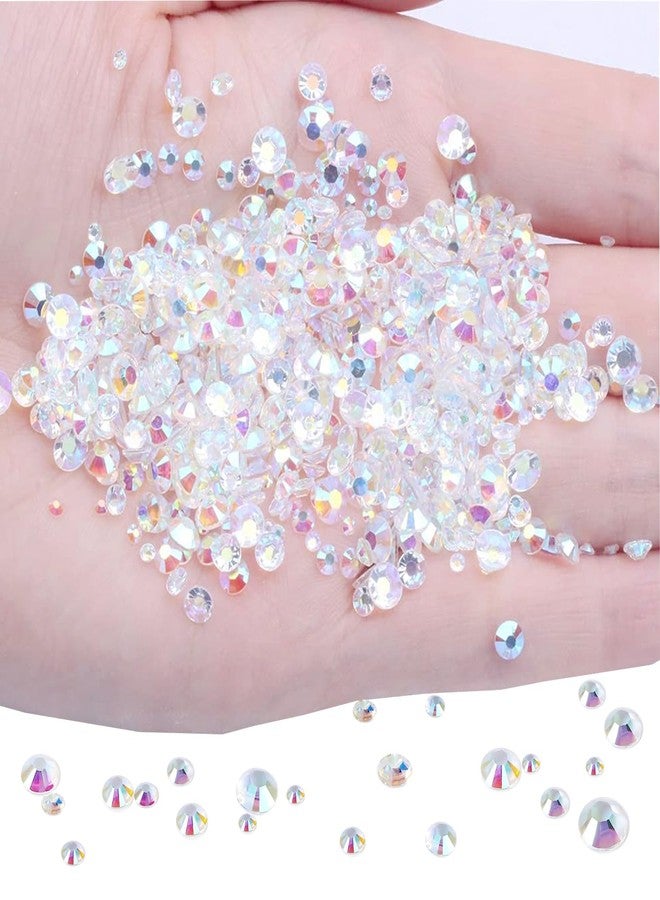 AD Beads 4300 Pieces Flat Back Nail Art Rhinestones Round Beads 6 Sizes (2-6.5mm) with Storage Organizer Box,Rhinestones Picking Pen for Nail Art Phone Decorations Crafts DIY (Transparent AB) - Image 5