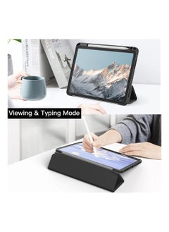 ARMOR Case for iPad Air 11-Inch M2 (2024), iPad Air 5/4 (2022/2020 5th/4th 10.9-Inch) Built-in Pencil Holder Flexible Back Cover, Trifold Stand, Auto Sleep Wake Rebound Series Clear / Black  - Image 3