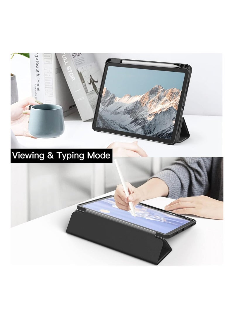 ARMOR Case for iPad Air 11-Inch M2 (2024), iPad Air 5/4 (2022/2020 5th/4th 10.9-Inch) Built-in Pencil Holder Flexible Back Cover, Trifold Stand, Auto Sleep Wake Rebound Series Clear / Black - Image 3