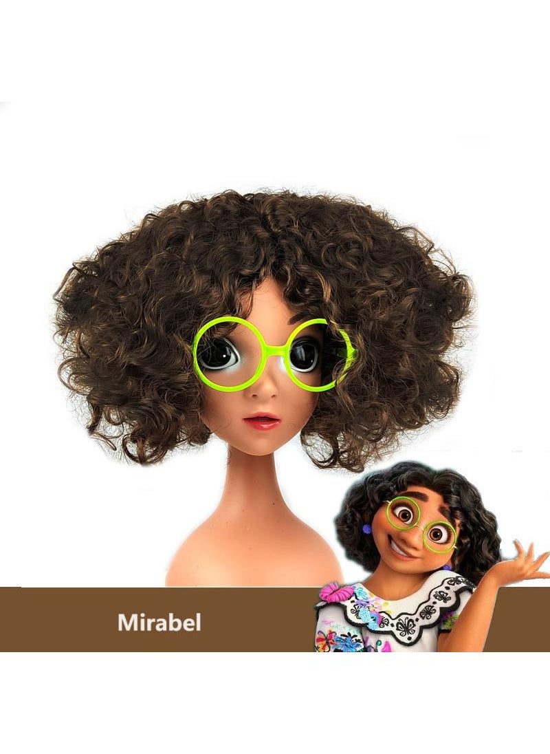 Generic - 1 Set Of Encanto Mirabel Party Costume Dress For Girls With Wig Glasses And Bag Best Gift Children's Day - Image 1