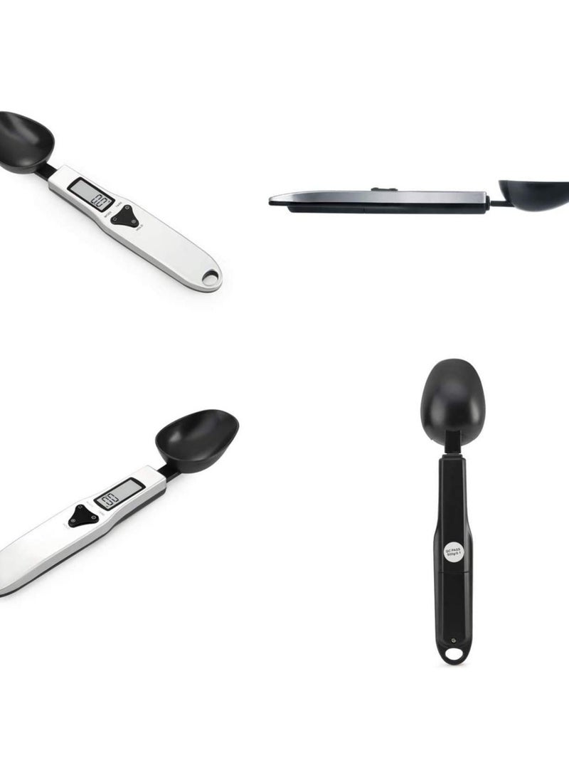 Mini Kitchen Scale Measuring Spoon, 500g/0.1g Precision Scale for Measuring Milk, Tea, Flour, Spices, Coffee, and Seasonings - Black Color