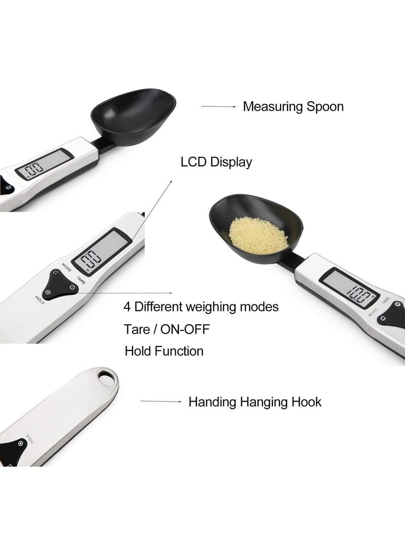 Mini Kitchen Scale Measuring Spoon, 500g/0.1g Precision Scale for Measuring Milk, Tea, Flour, Spices, Coffee, and Seasonings - Black Color