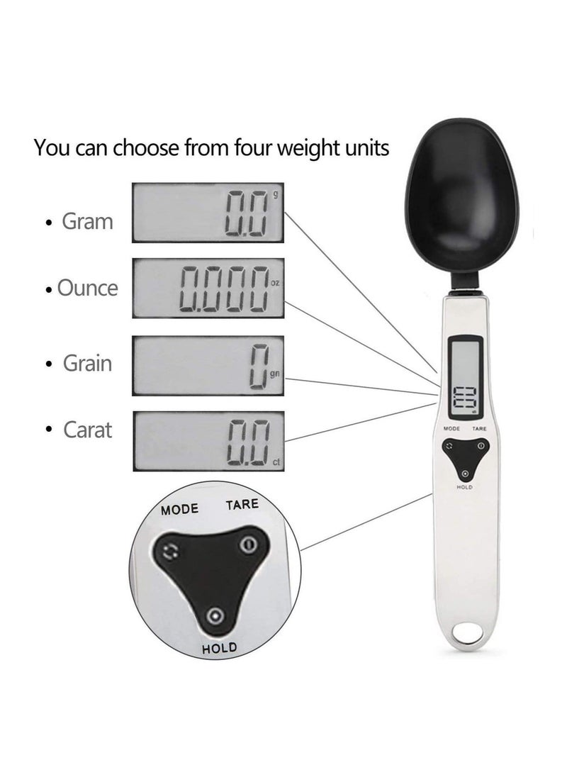 Mini Kitchen Scale Measuring Spoon, 500g/0.1g Precision Scale for Measuring Milk, Tea, Flour, Spices, Coffee, and Seasonings - Black Color