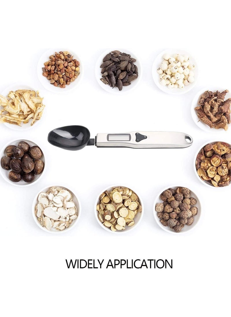 Mini Kitchen Scale Measuring Spoon, 500g/0.1g Precision Scale for Measuring Milk, Tea, Flour, Spices, Coffee, and Seasonings - Black Color
