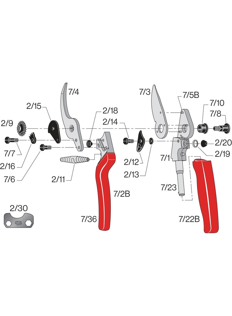 Felco Pruning Shears (F 7) - High Performance Swiss Made One-Hand Garden Pruners