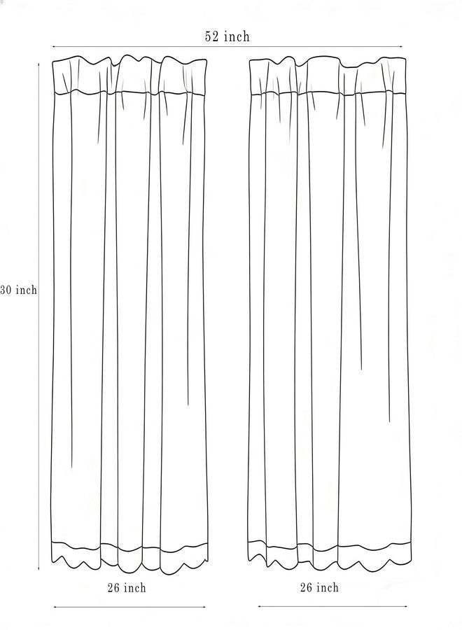 ALIGOGO Lace Cafe Curtains 30" Long - Mini Privacy Curtain for Bathroom Window Front Door Elegant Short Half Cut Out Curtain for Small Windows 2 Panels, 26" - Image 2