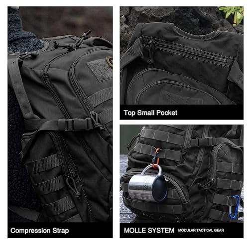 Mardingtop 25L Tactical Backpacks Molle Hiking daypacks for Camping Hiking Military Traveling Motorcycle Black - Image 5