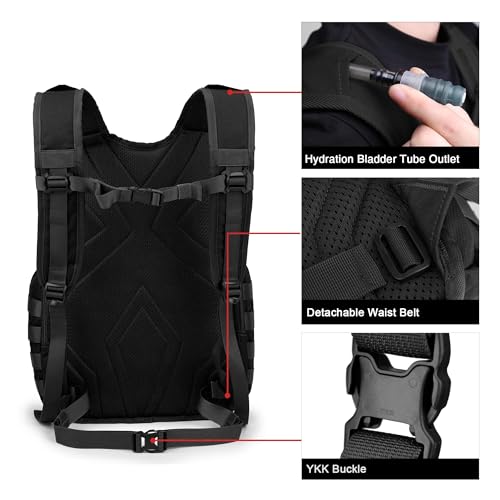 Mardingtop 25L Tactical Backpacks Molle Hiking daypacks for Camping Hiking Military Traveling Motorcycle Black - Image 4