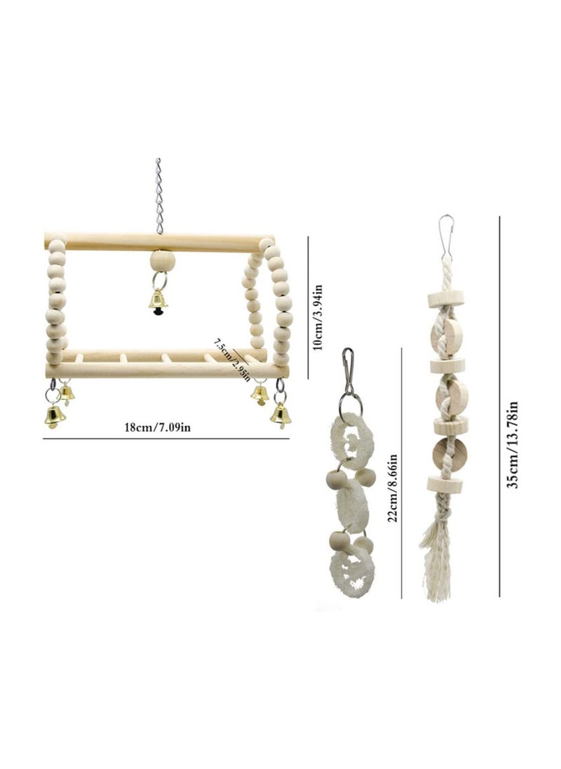 MissTiara 7 Packs Bird Parrot Swing Chewing Toys-Hanging Bell Bird Cage Toys Suitable for Small Parakeets, Cockatiels, Conures, Finches,Budgie,Macaws, Parrots, Love Birds  - Image 3