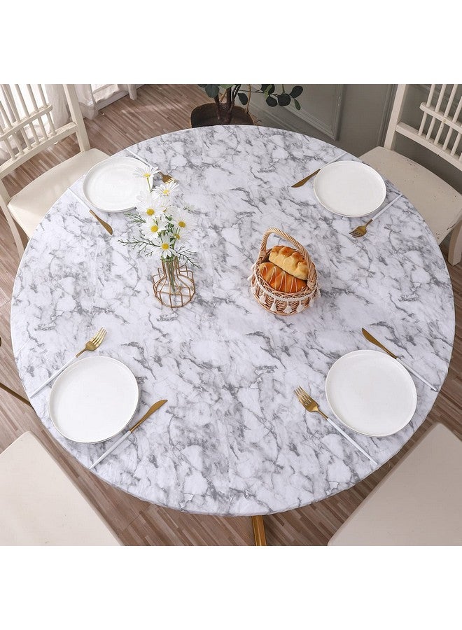 Walrus Round Vinyl Fitted Tablecloth with Flannel Backing Elastic Edge Design Table Cover Waterproof Oil-Proof PVC Table Cloth Stain-Resistant Wipeable for Round Table - Image 1