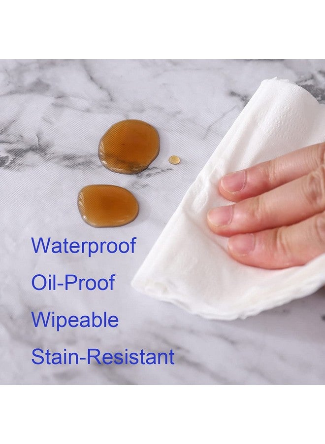 Walrus Round Vinyl Fitted Tablecloth with Flannel Backing Elastic Edge Design Table Cover Waterproof Oil-Proof PVC Table Cloth Stain-Resistant Wipeable for Round Table - Image 4