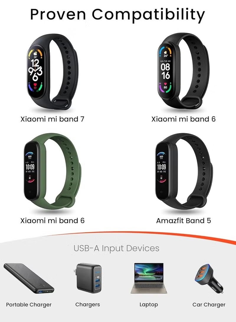 1M USB Cable Compatible with Xiaomi Mi Band 5/6/7,Smartwatch Replacement USB Charger Adapter Charge Cord Charging Dock for Mi Band 5/6/7 - Image 2