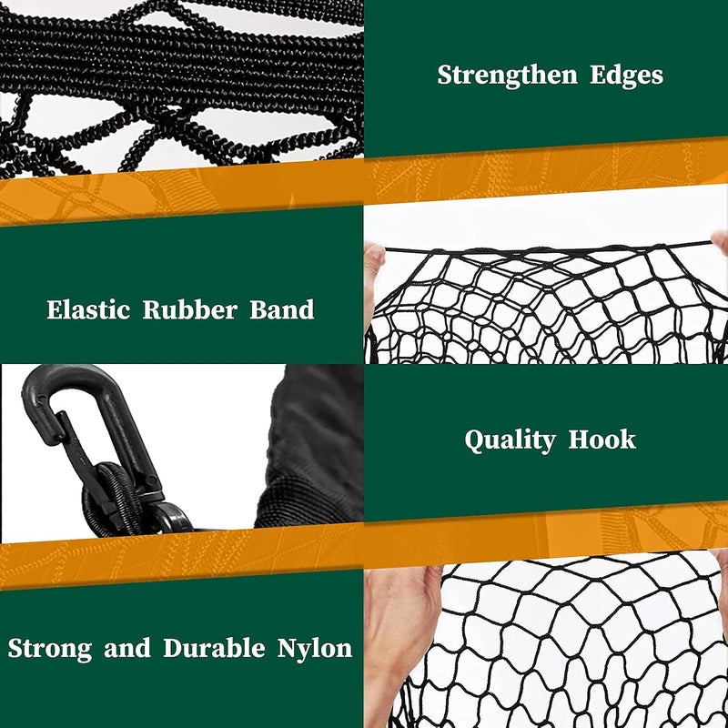 Rear Cargo Net Stretchable, Universal Adjustable Trunk Cargo Storage Organizer Compatible for SUV Jeep Truck, Storage Nylon Mesh Double-layer with Hooks, Easy to Install, Great Elasticity - Image 5