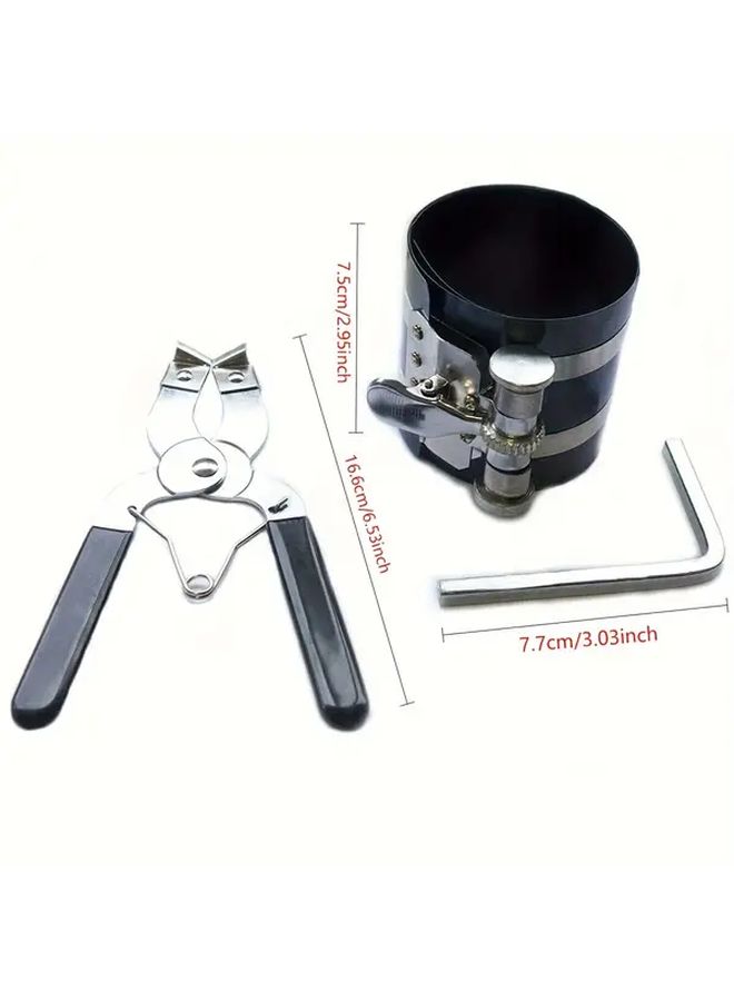 Engine Piston Ring Compressor Clamp Quick Release Ratchet Type 3pcs Set 53mm To 175mm Diameter - Image 2