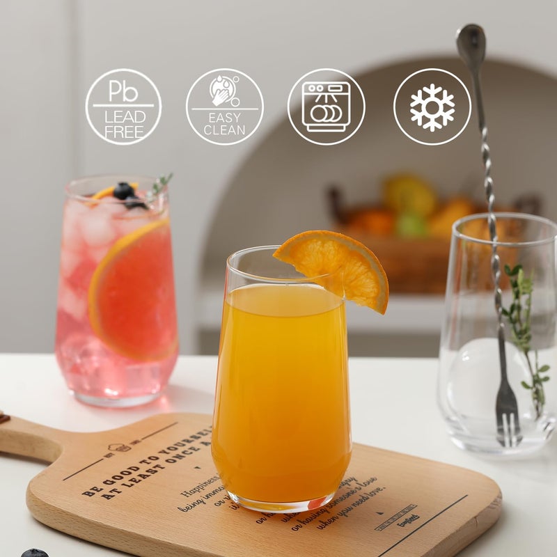 Wlasss Drinking Glasses Set of 4, 16.4 oz Clear Glass Tumbler, Water Glasses for Beer, Juice, Mojito, Iced Tea, Dishwasher Safe Glassware,Gifts - Image 4