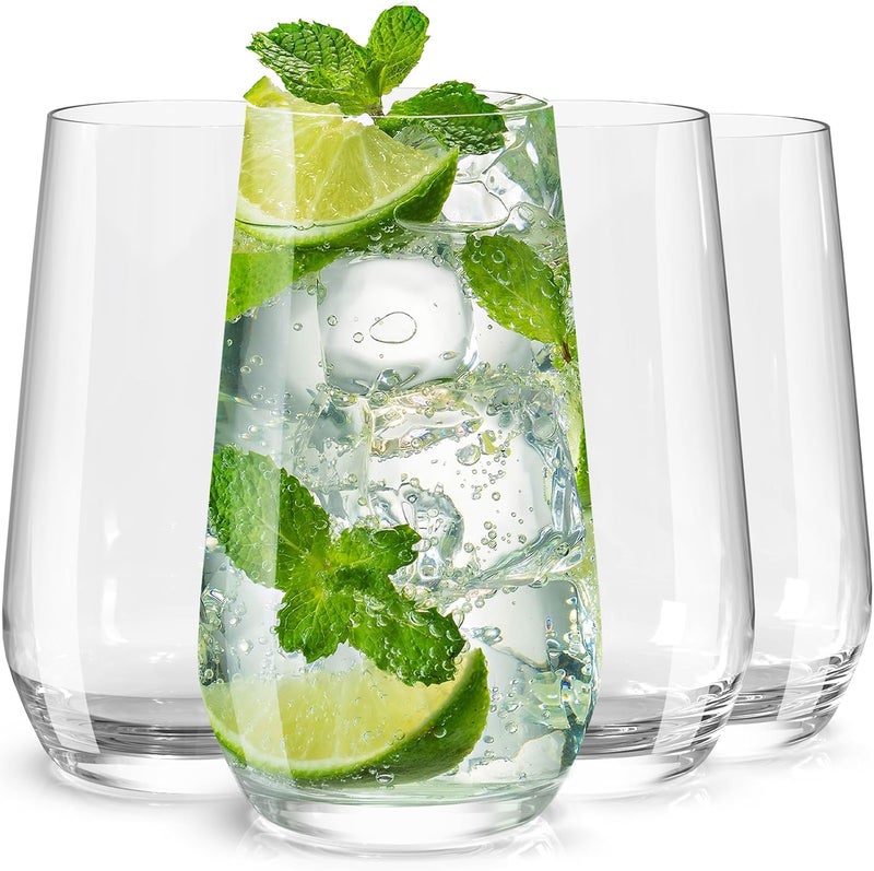 Wlasss Drinking Glasses Set of 4, 16.4 oz Clear Glass Tumbler, Water Glasses for Beer, Juice, Mojito, Iced Tea, Dishwasher Safe Glassware,Gifts - Image 1