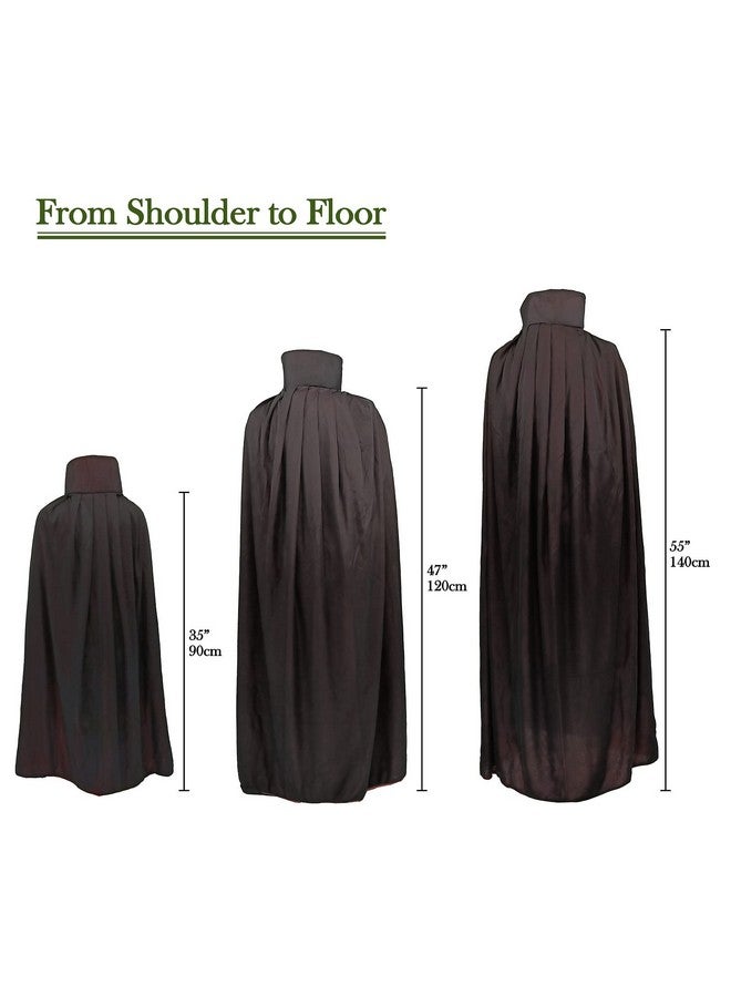 Gardeningwill Custome Black Red Reversible Dress Goth Devil Pirate Vampire Demon 35" Cloak For Halloween Party Easter Christmas Children Kids - Image 3