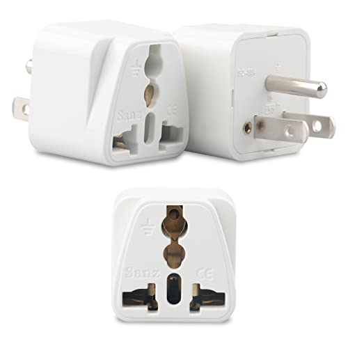 MIKWOAB Europe to US Plug Adapter, 3 Pack UK to US Plug Adapter, India to US Plug Adapter, Universal Travel Adapter for USA, Europe Australia UK Italy to American Outlet Adapter-Type B - Image 1
