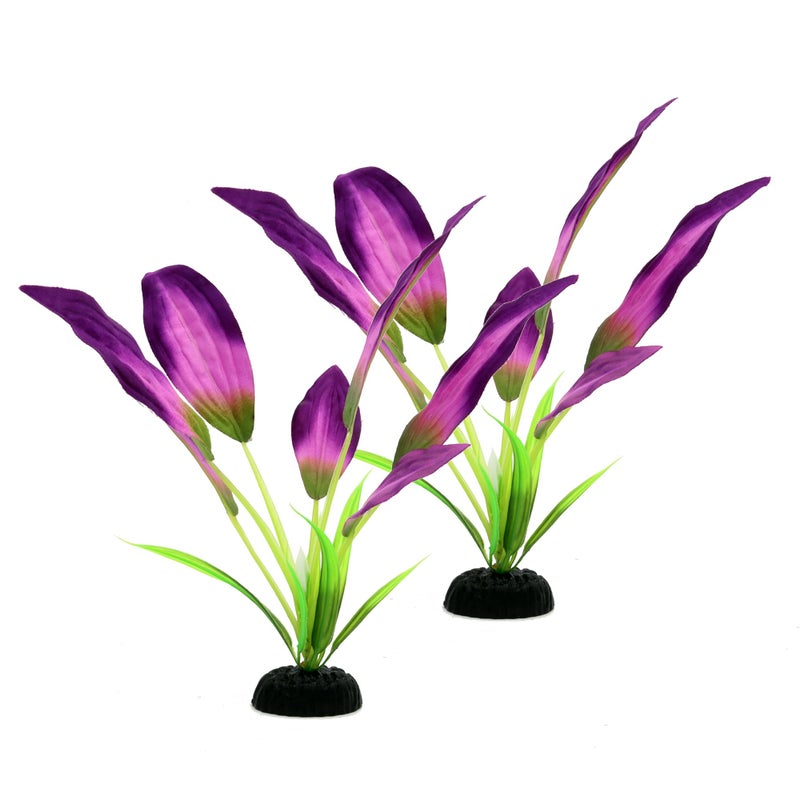 DVHEY Silk Aquarium Plants for Betta Fish Tank, 2 Pcs 8 Inch Small Silk Aquarium Plant Aquatic Water Grass Decoration, Purple - Image 1