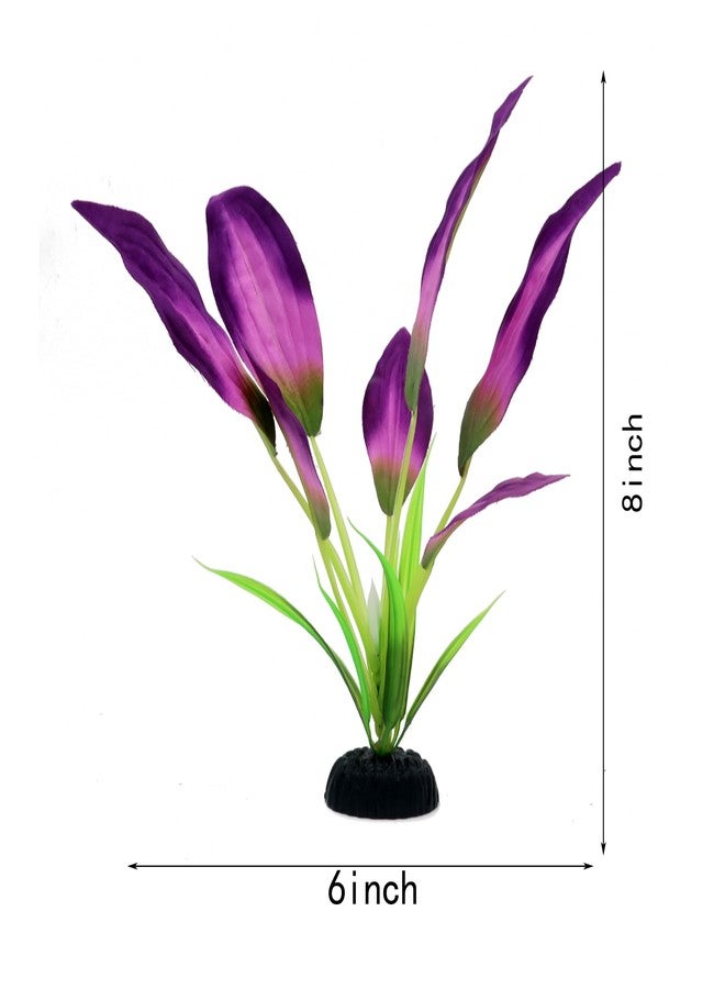 DVHEY Silk Aquarium Plants for Betta Fish Tank, 2 Pcs 8 Inch Small Silk Aquarium Plant Aquatic Water Grass Decoration, Purple - Image 2