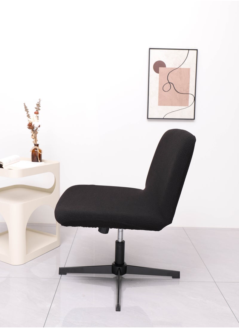 Generic Waterproof Armless Chair Slipcover Stretch Criss Cross Slip Cover Accent Chair Covers Jacquard Wide Seat Office Desk Chair Cover for Swivel Task Vanity Furniture Mid Back Accent Chair Cover(Just a cover, No chair!)  - Image 2