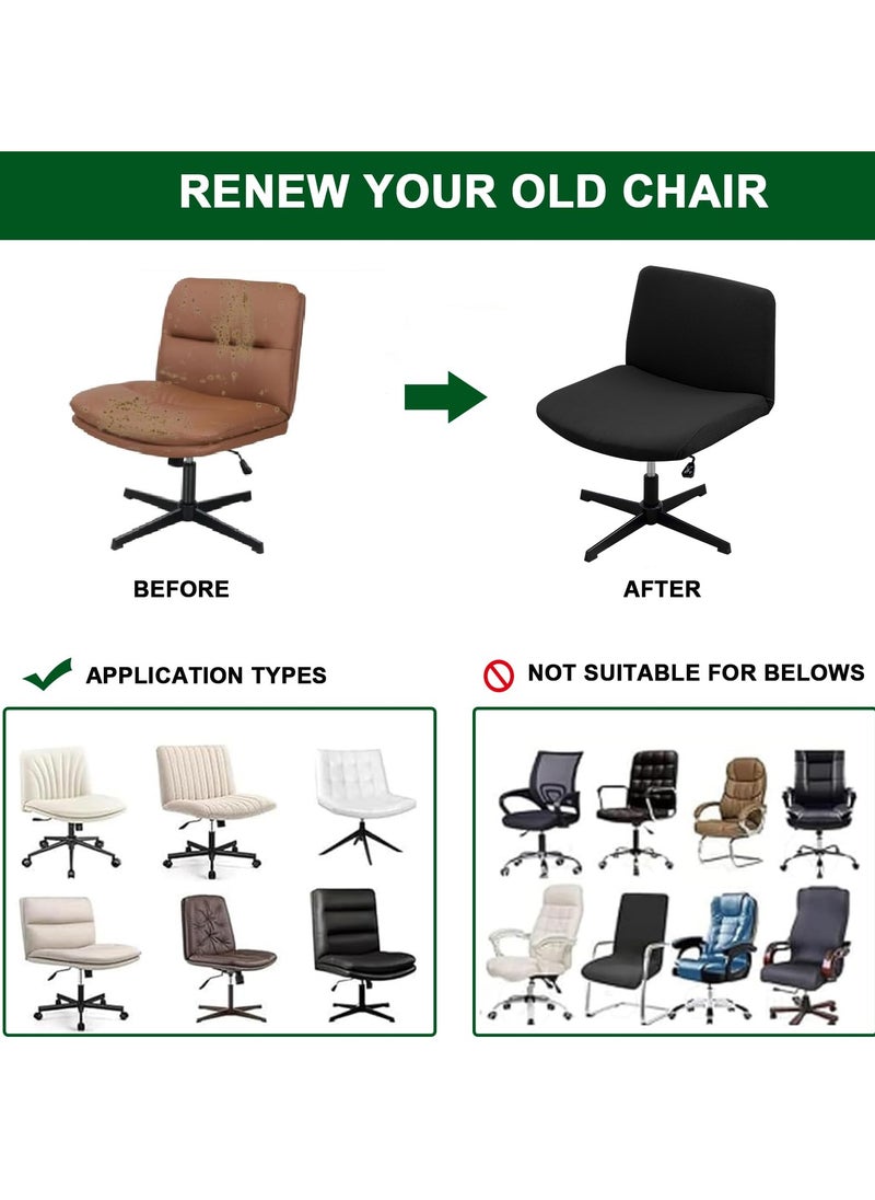 Generic Waterproof Armless Chair Slipcover Stretch Criss Cross Slip Cover Accent Chair Covers Jacquard Wide Seat Office Desk Chair Cover for Swivel Task Vanity Furniture Mid Back Accent Chair Cover(Just a cover, No chair!)  - Image 3