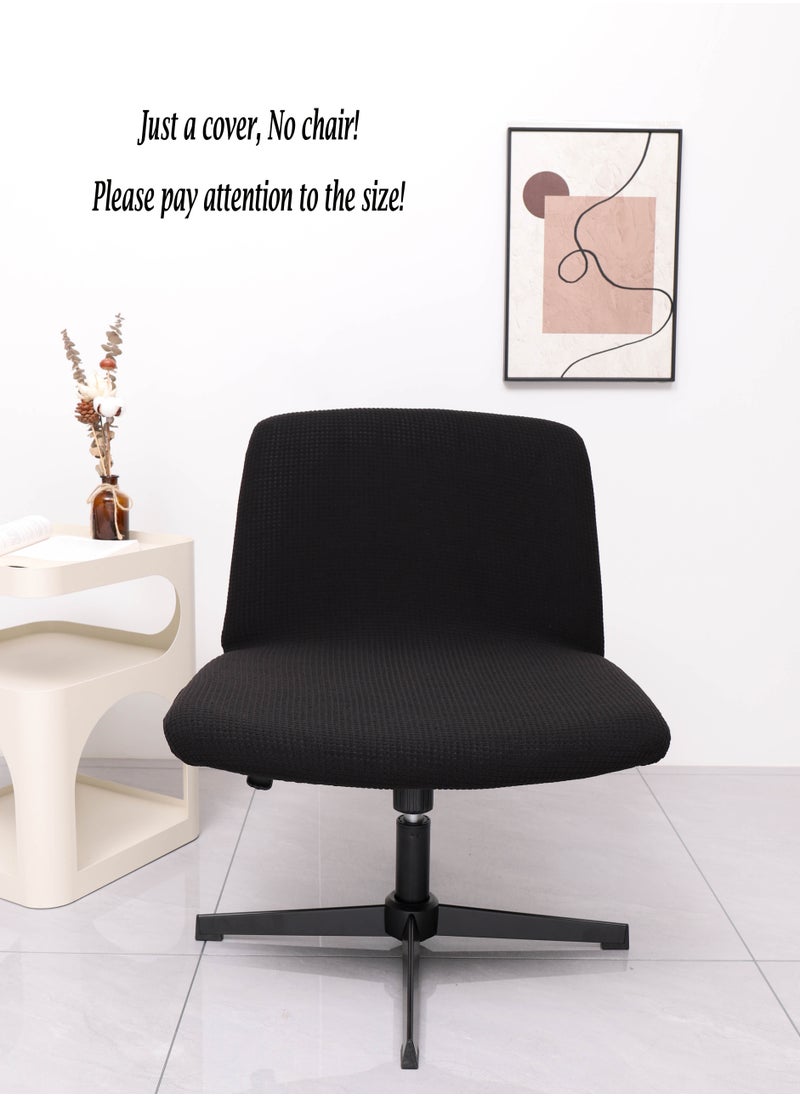 Generic Waterproof Armless Chair Slipcover Stretch Criss Cross Slip Cover Accent Chair Covers Jacquard Wide Seat Office Desk Chair Cover for Swivel Task Vanity Furniture Mid Back Accent Chair Cover(Just a cover, No chair!)  - Image 1