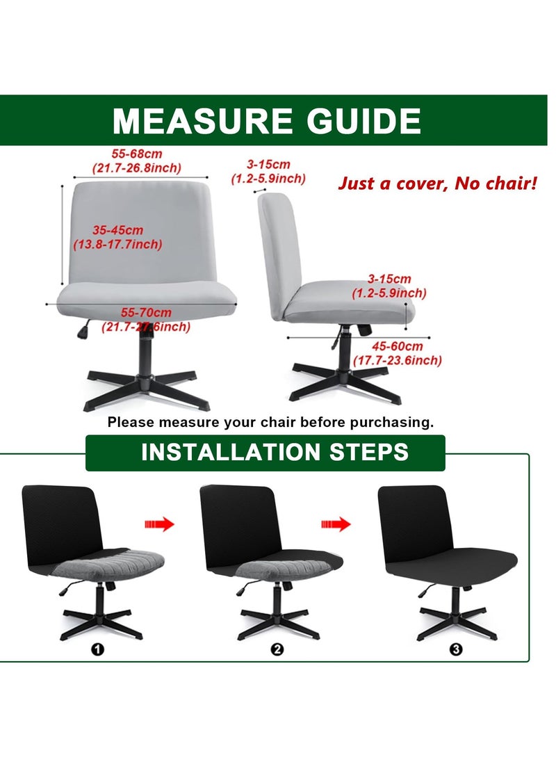 Generic Waterproof Armless Chair Slipcover Stretch Criss Cross Slip Cover Accent Chair Covers Jacquard Wide Seat Office Desk Chair Cover for Swivel Task Vanity Furniture Mid Back Accent Chair Cover(Just a cover, No chair!)  - Image 4