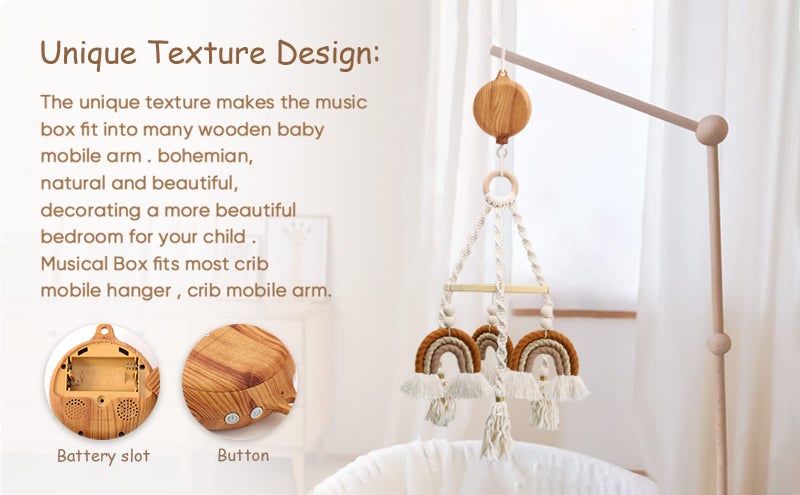 JILPAK Baby Mobile Rotary Music Box Imitation Wood with Rotating Hook Crib Mobile Motor - Image 5