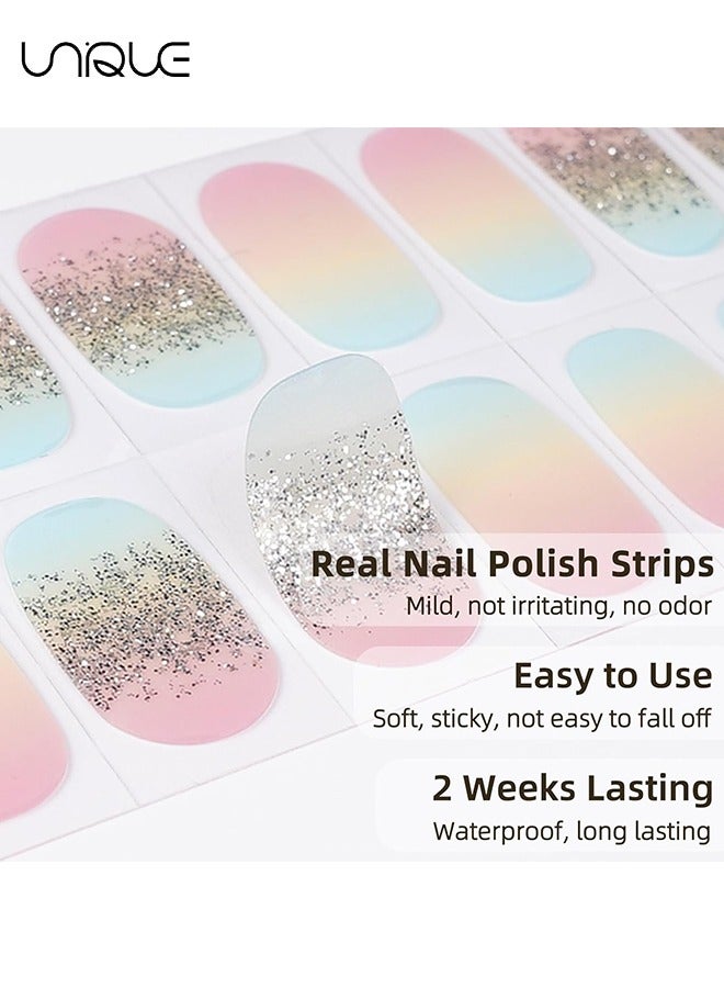 يونيك 22 قطعة ملصقات أظافر جل - مجموعة ملصقات الأظافر من جل قوس قزح المتدرج - ملصقات الأظافر اللامعة - (لا يلزم وجود مصباح للأشعة فوق البنفسجية) - Image 3