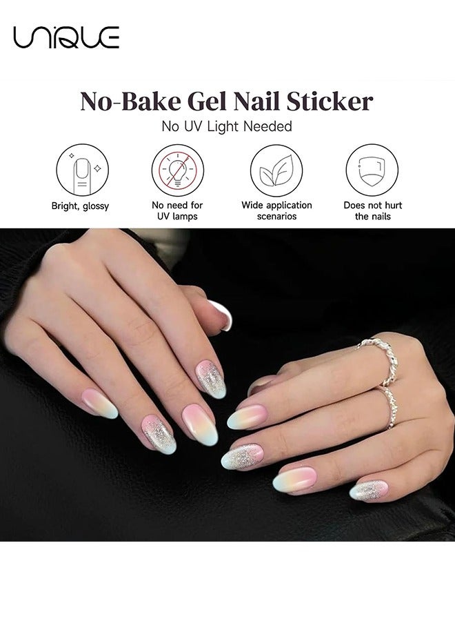 يونيك 22 قطعة ملصقات أظافر جل - مجموعة ملصقات الأظافر من جل قوس قزح المتدرج - ملصقات الأظافر اللامعة - (لا يلزم وجود مصباح للأشعة فوق البنفسجية) - Image 4