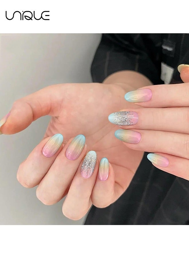 يونيك 22 قطعة ملصقات أظافر جل - مجموعة ملصقات الأظافر من جل قوس قزح المتدرج - ملصقات الأظافر اللامعة - (لا يلزم وجود مصباح للأشعة فوق البنفسجية) - Image 5