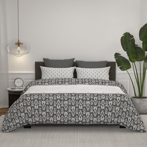 mytrident bedsheet for Double Bed, Home Essential Salt & Pepper Printed bedsheet King Size Bed Cotton, 144 TC 100% Cotton Bedsheet with 2 Pillow Covers - Ikkat - Image 1
