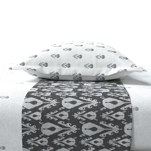 mytrident bedsheet for Double Bed, Home Essential Salt & Pepper Printed bedsheet King Size Bed Cotton, 144 TC 100% Cotton Bedsheet with 2 Pillow Covers - Ikkat - Image 4
