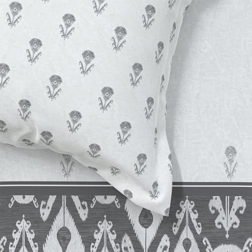 mytrident bedsheet for Double Bed, Home Essential Salt & Pepper Printed bedsheet King Size Bed Cotton, 144 TC 100% Cotton Bedsheet with 2 Pillow Covers - Ikkat - Image 5