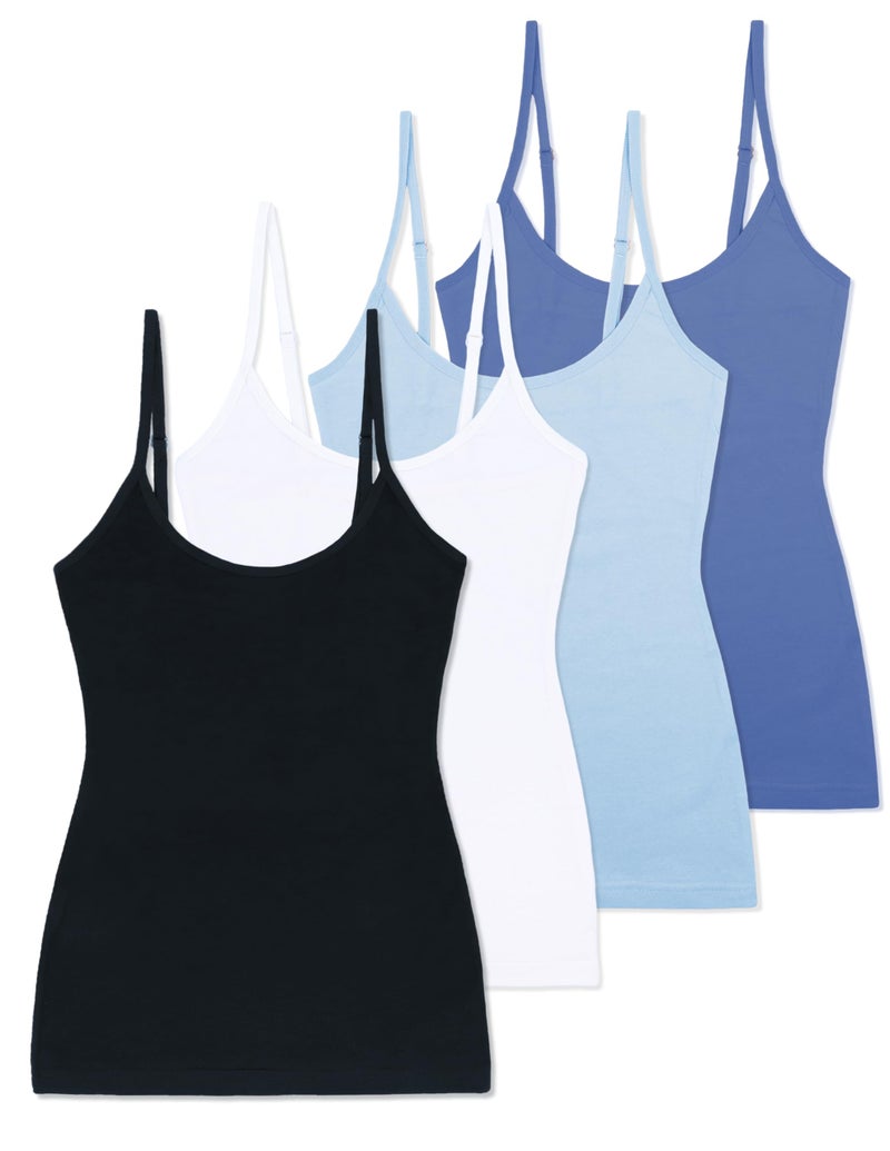 Comfneat Women's 4-Pack Slim-Fit Camisoles Cotton Adjustable Spaghetti Strap Top Underwear (Color-Set-8 4-Pack, M) - Image 1