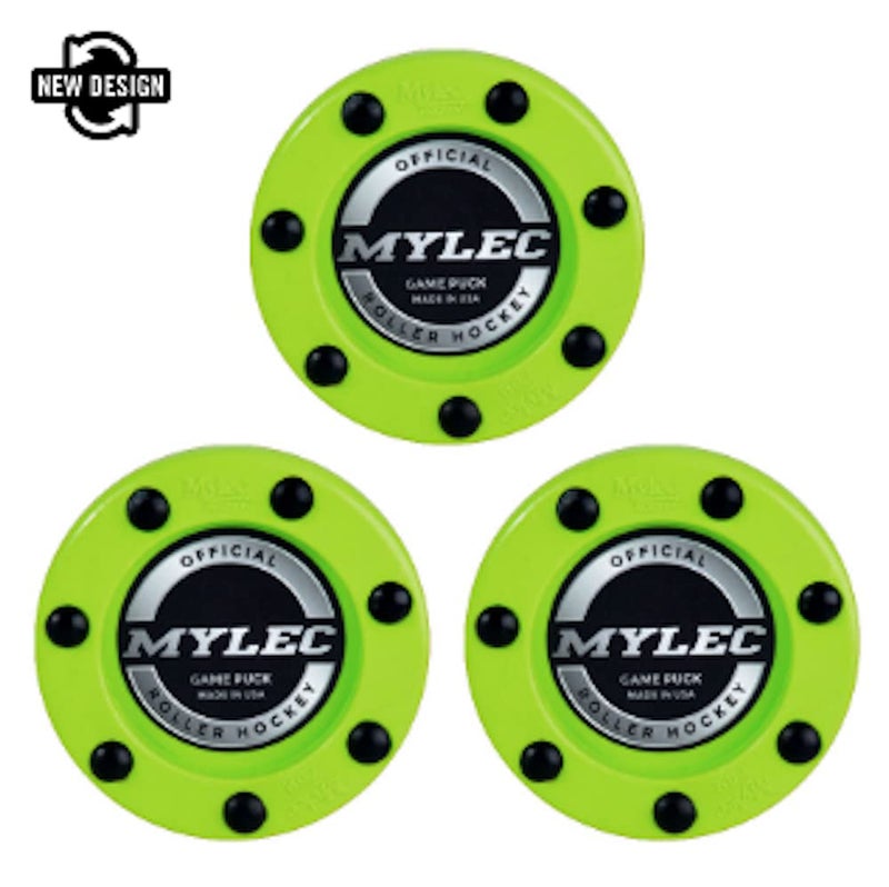 Mylec Official Roller Hockey Game Puck, 212G, Safety Green (Pack of 3) - Image 5