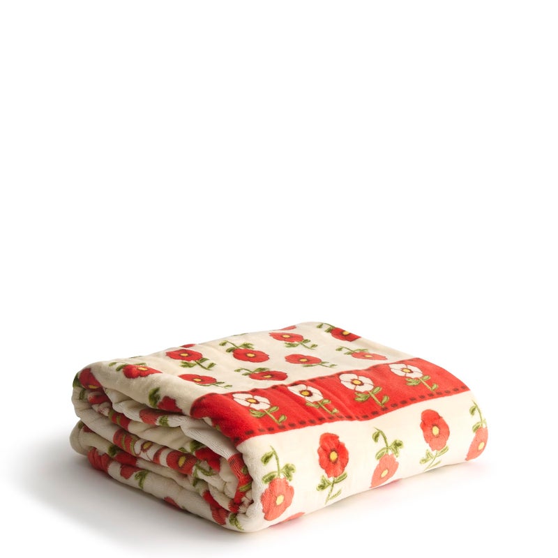 Vera Bradley Oversized Throw, Tiny Poppies Stripe, One Size - Image 4