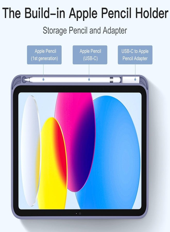 Akkerds جراب Akkerds متوافق مع iPad (A16) الجيل الحادي عشر 11 بوصة 2025، وجراب iPad الجيل العاشر 10.9 بوصة 2022 مع حامل قلم، غطاء حماية ثلاثي الطي رفيع مع ظهر TPU ناعم، لون بنفسجي فاتح - Image 4