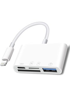 Lightning to SD Card Reader - 4 in 1 Memory Card Adapter for iPhone with USB Female OTG Compatible with SD/TF Cards Portable and Fast Charging