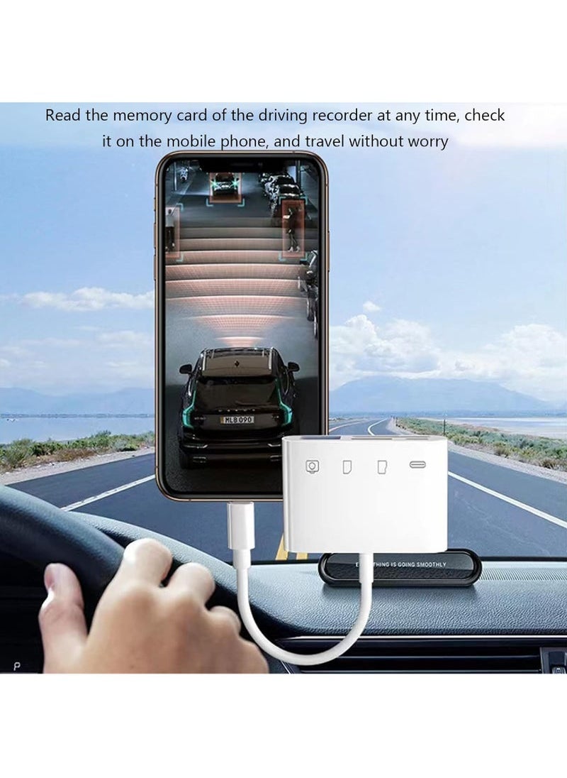 Captaintech - Lightning to SD Card Reader - 4 in 1 Memory Card Adapter for iPhone with USB Female OTG Compatible with SD/TF Cards Portable and Fast Charging - Image 1