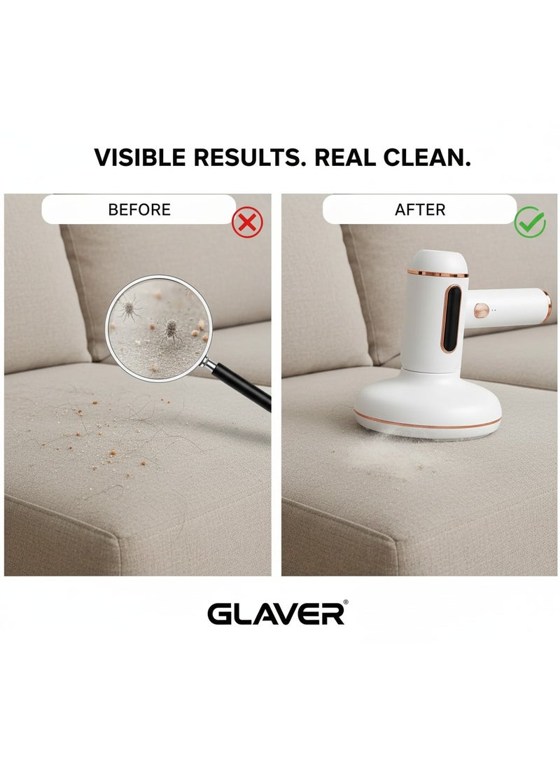 GLEVAR Handheld Vacuum for Mattress â€“ Cordless Dust Mite Cleaner â€“ HEPA Filter, UV Sanitizer, Lightweight & Rechargeable, Eliminates Odors and Allergens, Ideal for Sofas & Cushions - Image 2