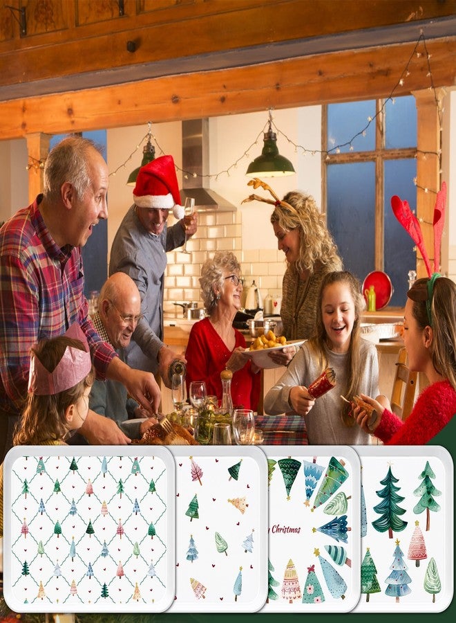 VIYNRAN 4-Piece 15 x 11 Inch Christmas Serving Tray Set, Reusable Melamine Platters with 4 Different Christmas Tree Pattern Designs, Holiday Party Trays for Snacks, Fruit, Desserts, and Candy - Image 5
